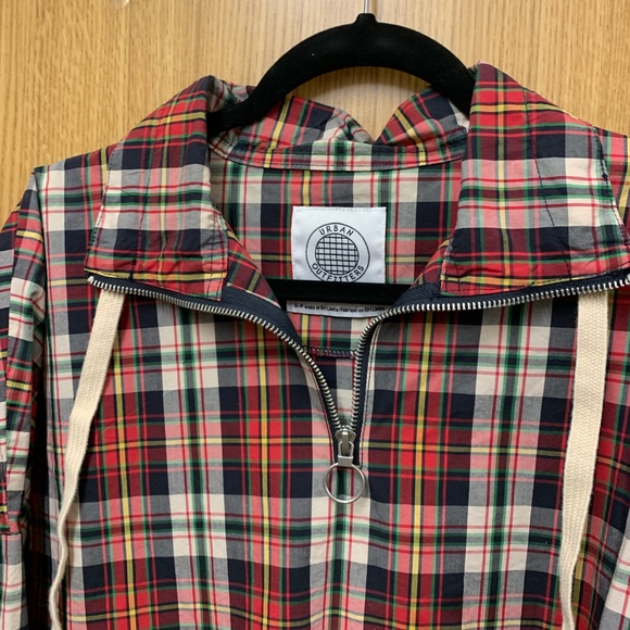 plaid flannel windbreaker with drawstring UO - Picture 2 of 5